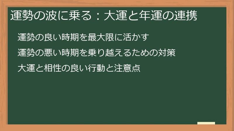 運勢の波に乗る：大運と年運の連携