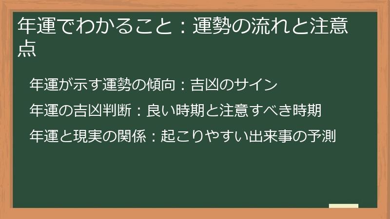 年運でわかること:運勢の流れと注意点