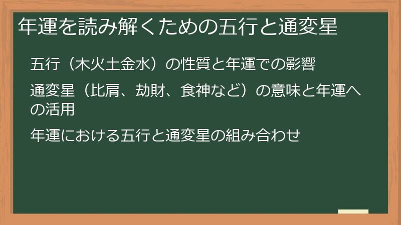 年運を読み解くための五行と通変星