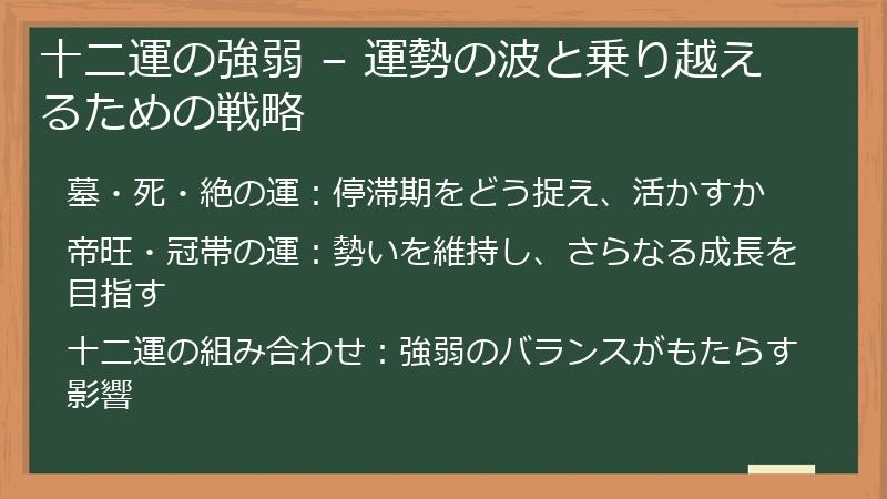 十二運の強弱 – 運勢の波と乗り越えるための戦略