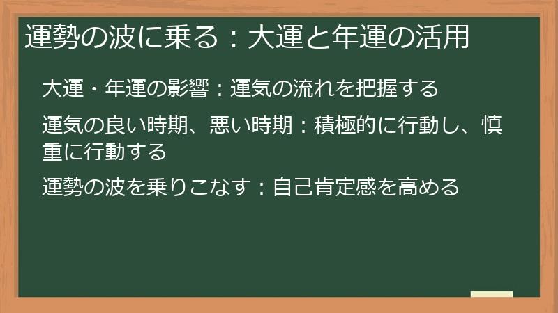 運勢の波に乗る：大運と年運の活用