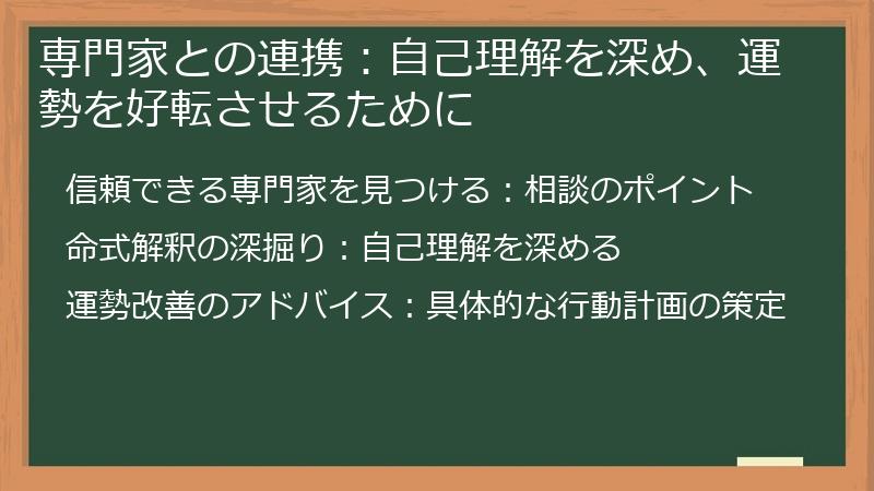 専門家との連携：自己理解を深め、運勢を好転させるために