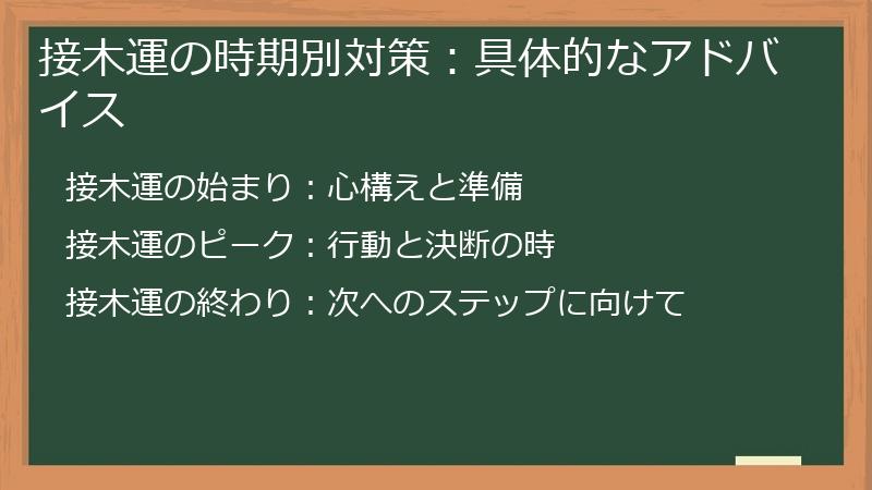 接木運の時期別対策：具体的なアドバイス