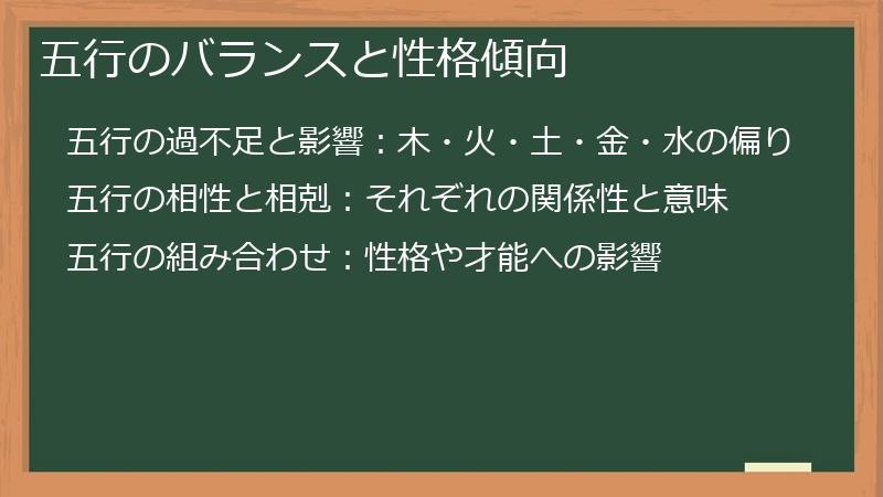 五行のバランスと性格傾向