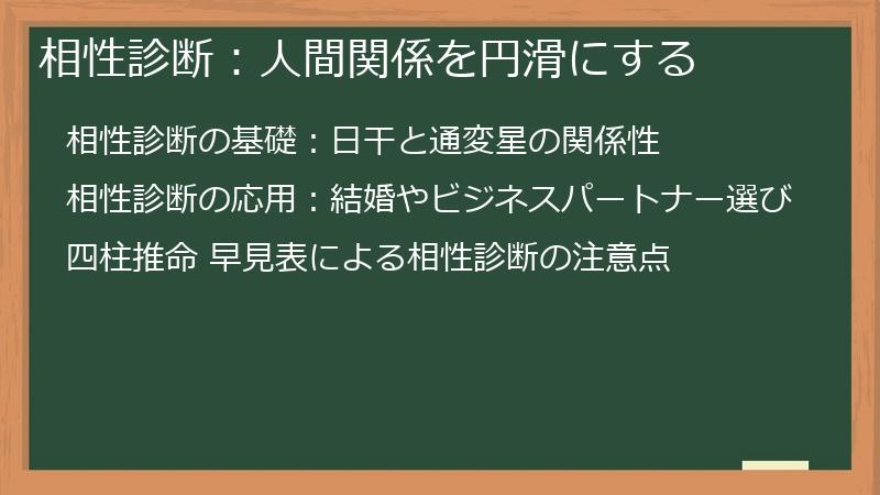 相性診断：人間関係を円滑にする