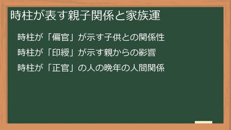 時柱が表す親子関係と家族運