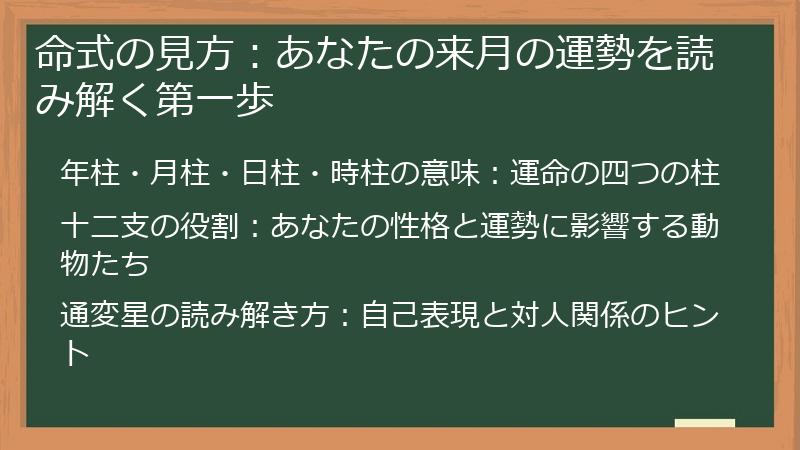 命式の見方：あなたの来月の運勢を読み解く第一歩