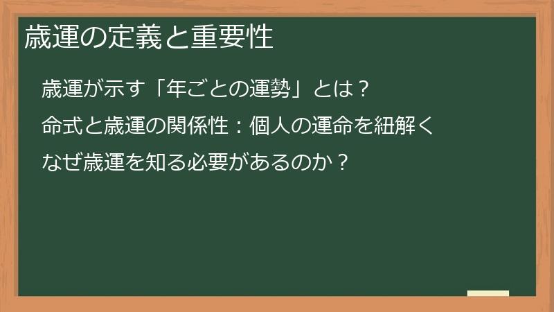 歳運の定義と重要性