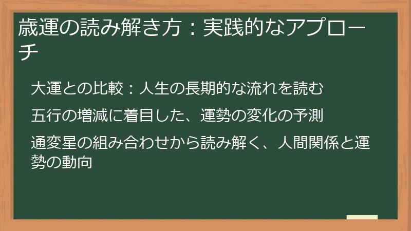 歳運の読み解き方：実践的なアプローチ