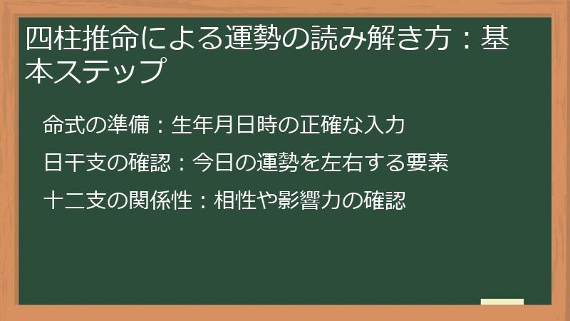 四柱推命による運勢の読み解き方：基本ステップ