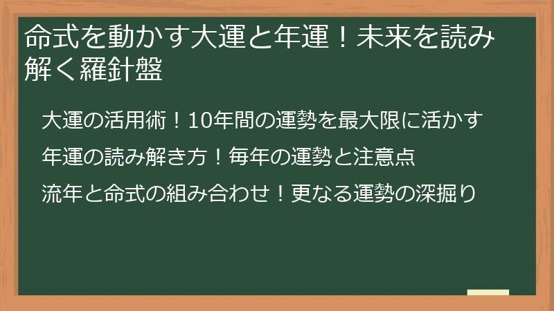 命式を動かす大運と年運！未来を読み解く羅針盤