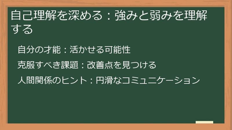 自己理解を深める：強みと弱みを理解する