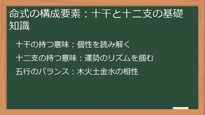 命式の構成要素：十干と十二支の基礎知識