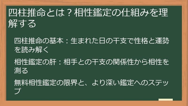 四柱推命とは？相性鑑定の仕組みを理解する