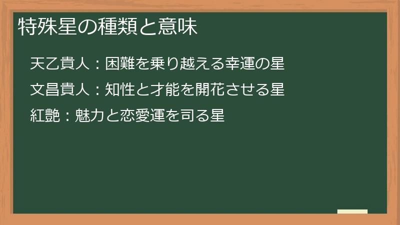 特殊星の種類と意味