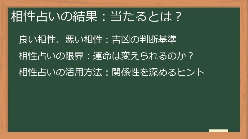 相性占いの結果:当たるとは?