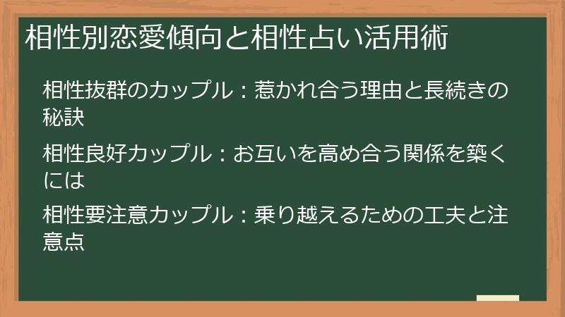 相性別恋愛傾向と相性占い活用術