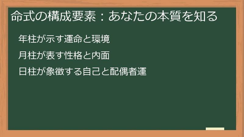 命式の構成要素:あなたの本質を知る