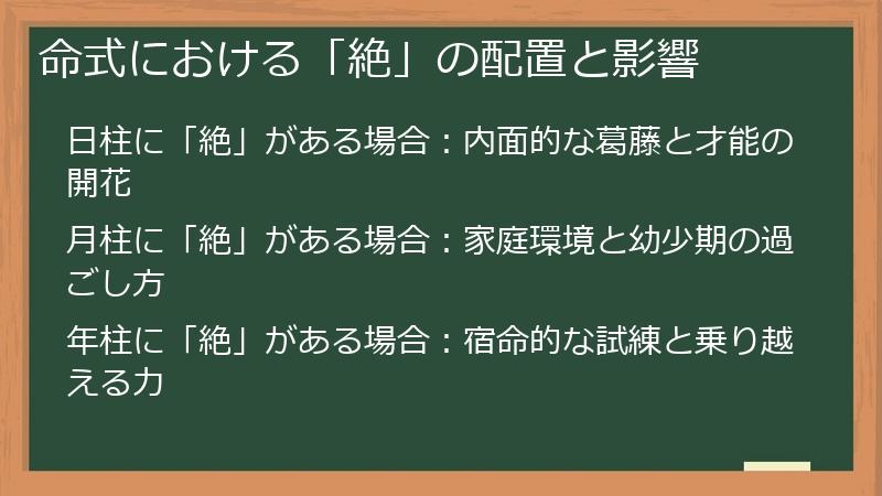 命式における「絶」の配置と影響