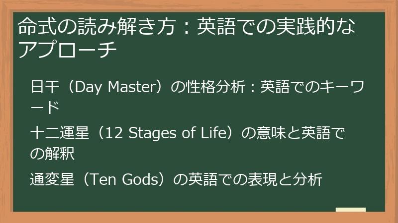 命式の読み解き方：英語での実践的なアプローチ