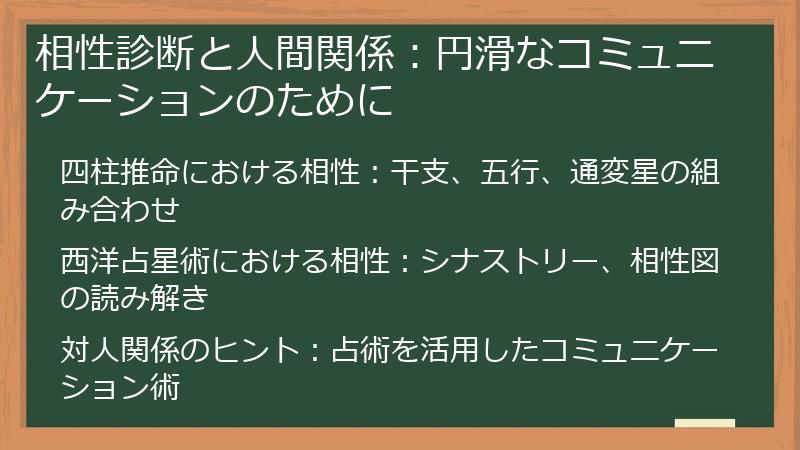 相性診断と人間関係：円滑なコミュニケーションのために