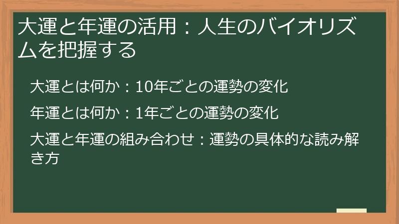 大運と年運の活用：人生のバイオリズムを把握する