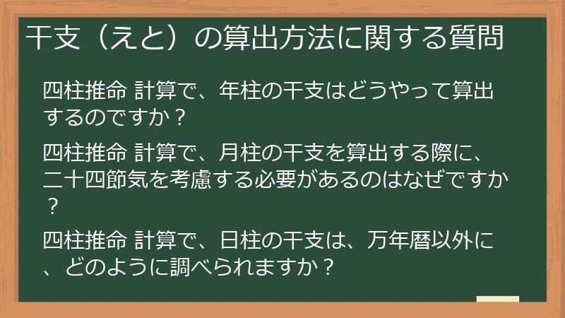 干支（えと）の算出方法に関する質問