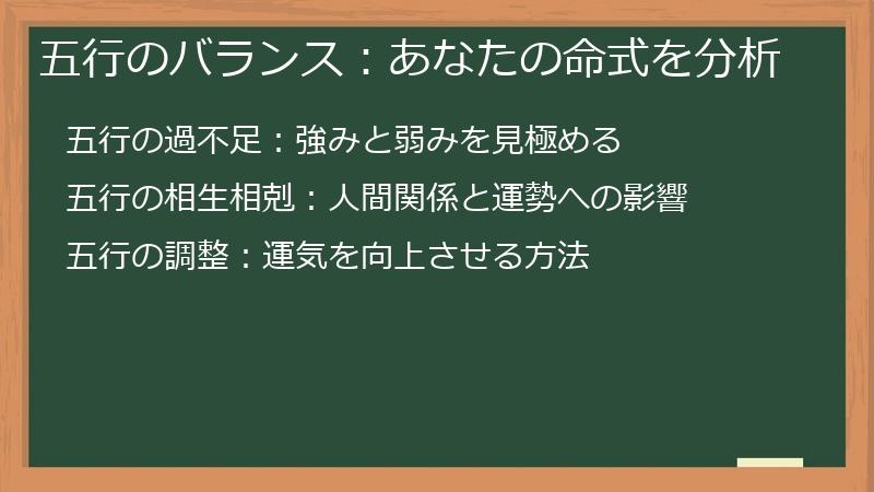 五行のバランス：あなたの命式を分析