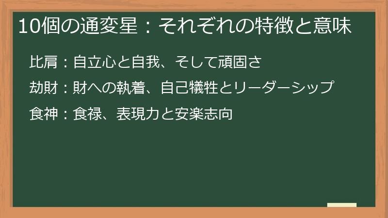 10個の通変星：それぞれの特徴と意味