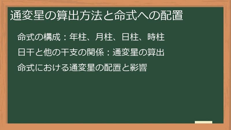 通変星の算出方法と命式への配置