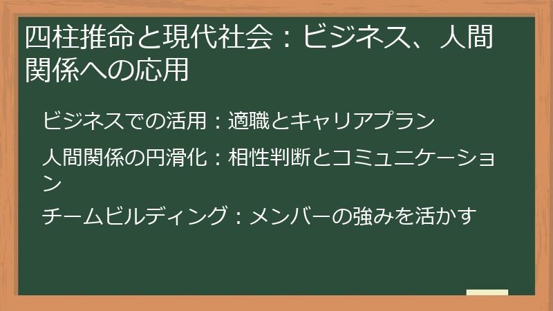 四柱推命と現代社会:ビジネス、人間関係への応用