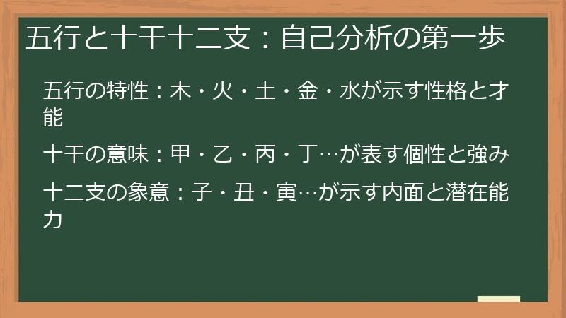 五行と十干十二支：自己分析の第一歩