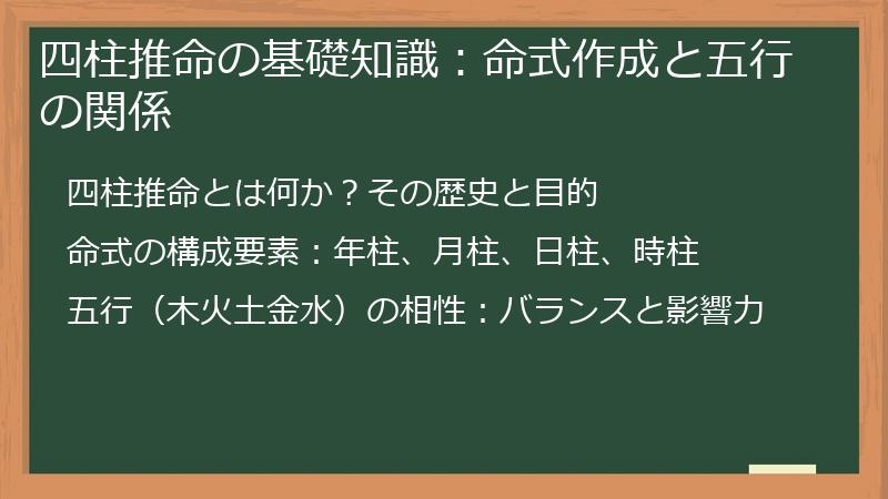 四柱推命の基礎知識：命式作成と五行の関係