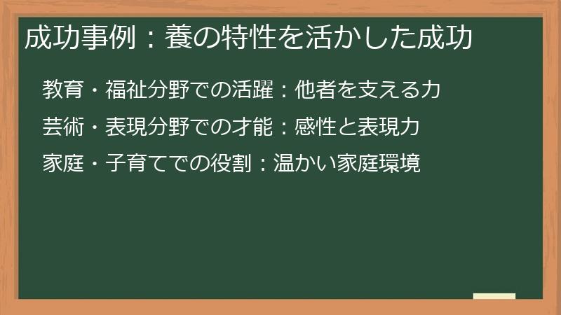 成功事例：養の特性を活かした成功