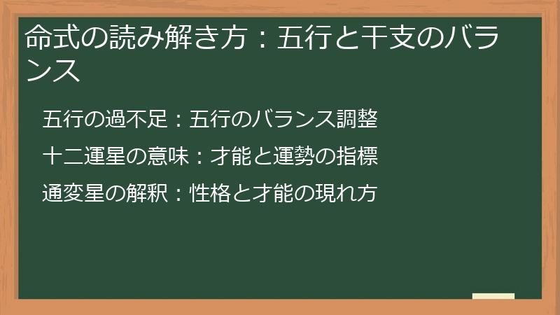 命式の読み解き方：五行と干支のバランス
