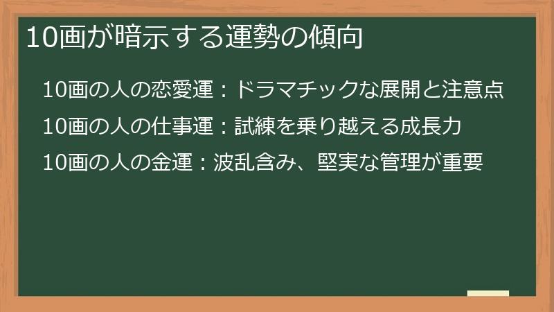 10画が暗示する運勢の傾向