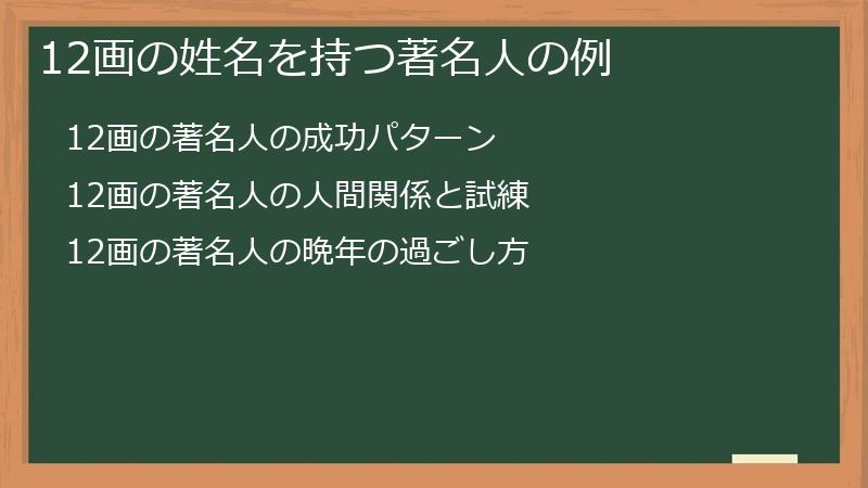 12画の姓名を持つ著名人の例