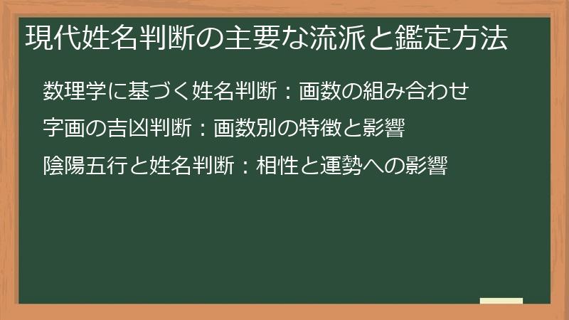 現代姓名判断の主要な流派と鑑定方法