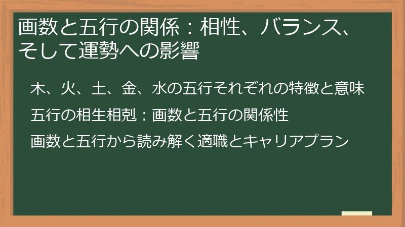 画数と五行の関係：相性、バランス、そして運勢への影響