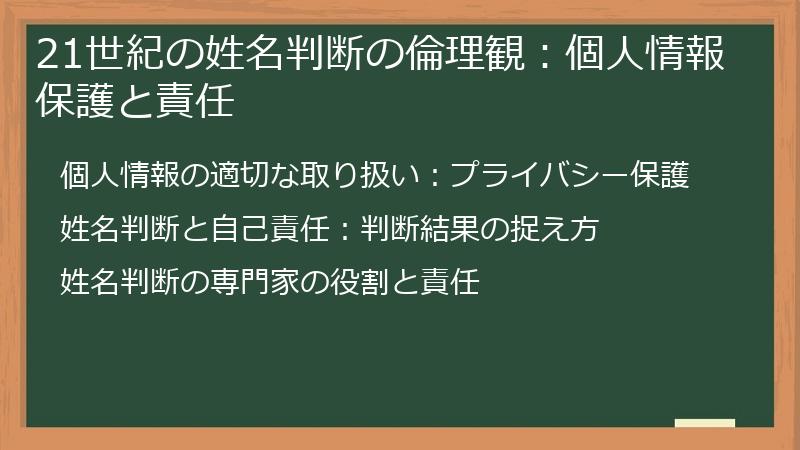 21世紀の姓名判断の倫理観：個人情報保護と責任