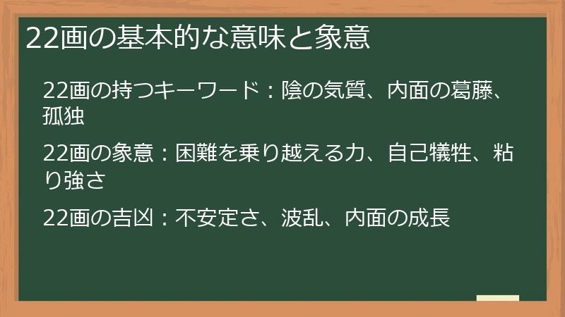 22画の基本的な意味と象意