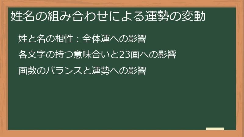 姓名の組み合わせによる運勢の変動