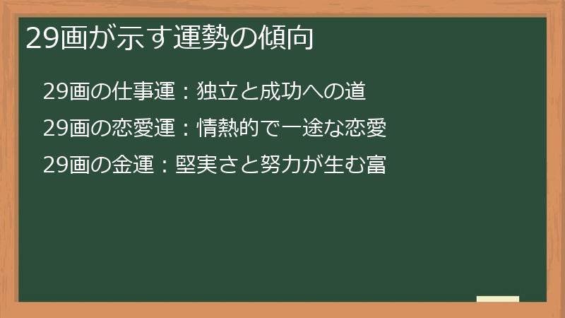 29画が示す運勢の傾向