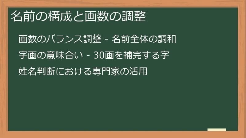 名前の構成と画数の調整
