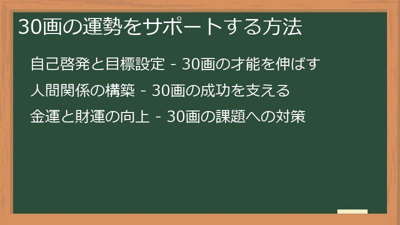 30画の運勢をサポートする方法
