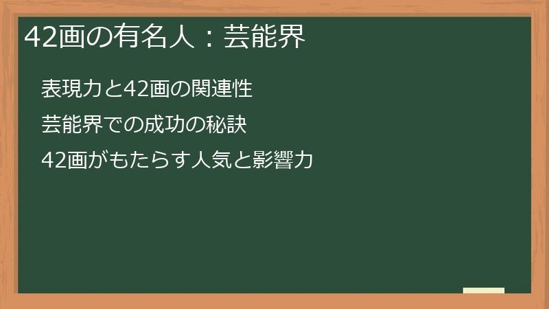 42画の有名人：芸能界
