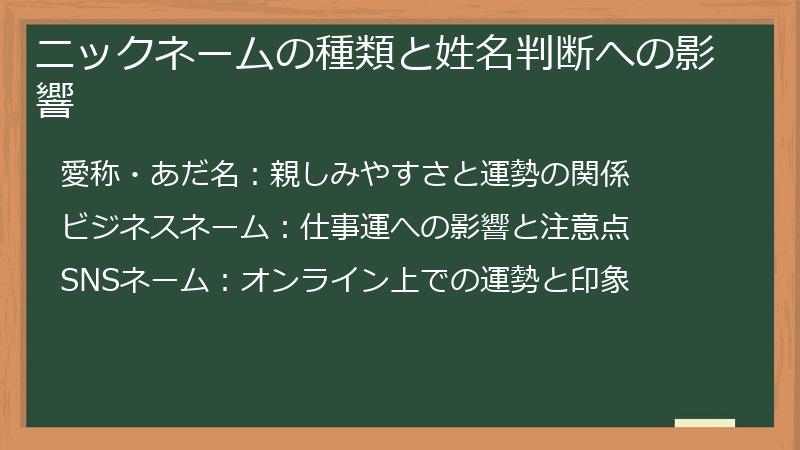 ニックネームの種類と姓名判断への影響