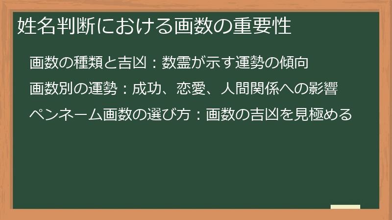 姓名判断における画数の重要性
