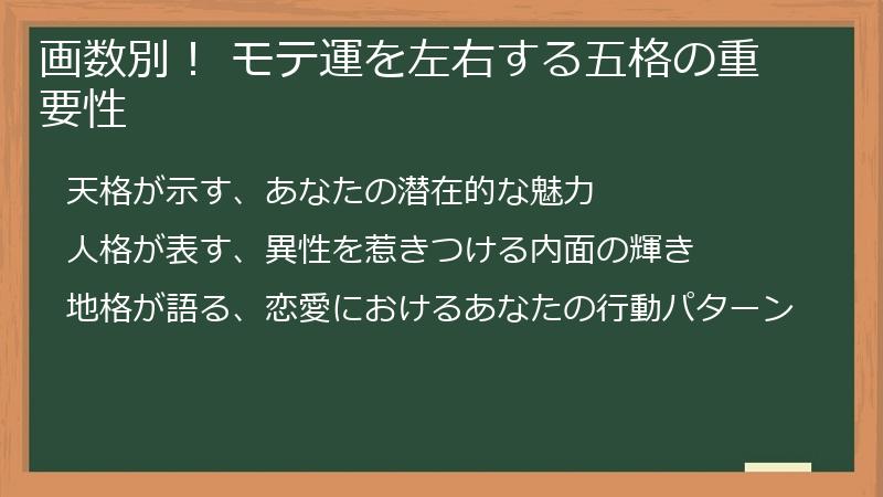 画数別！ モテ運を左右する五格の重要性