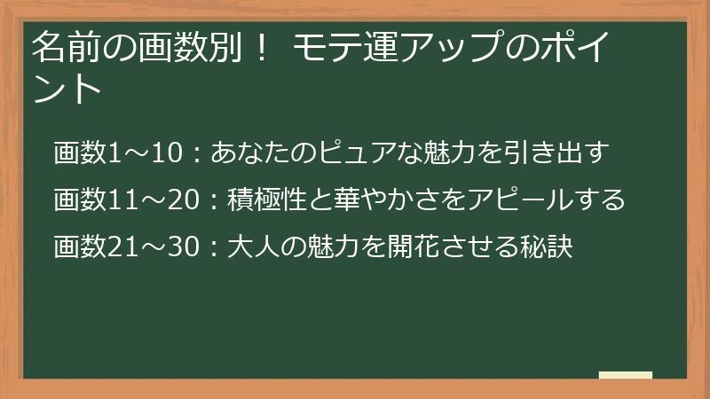 名前の画数別！ モテ運アップのポイント